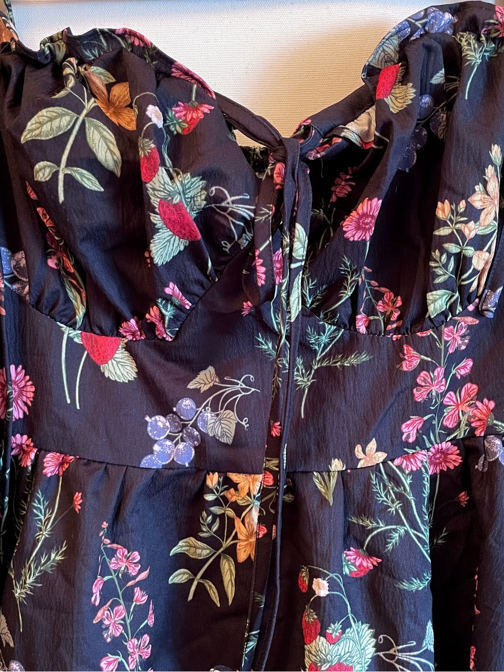 NWOT Cider Floral Ruffle Hem Knot Layered Mini Dress - Picture 7 of 8